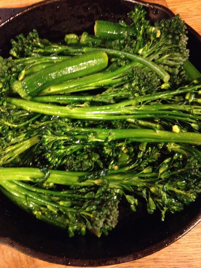 Toss in and walk away broccoli rabe and baby zuchini weekday dinner!