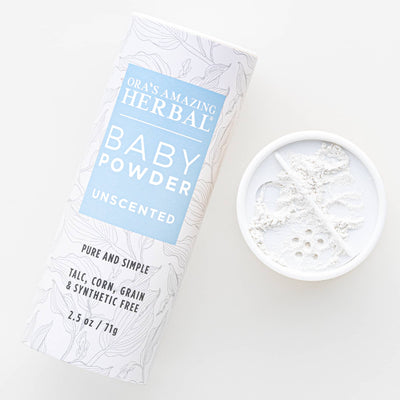 Unscented Baby Powder White Background 2.5oz Texture