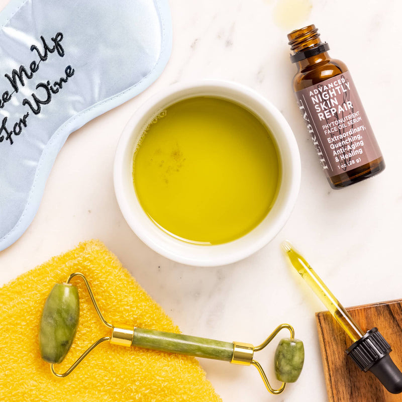 Advanced Nightly Skin Repair Face Oil Serum Lifestyle Indoor Texture Jade Roller