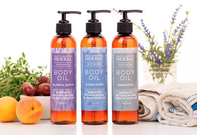Body Oil Variety Set Full Size 7.5oz Bottles Lifestyle Indoor