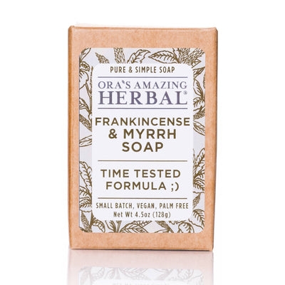 Frankincense and Myrrh Soap 4.5oz Bar Front Label White Background