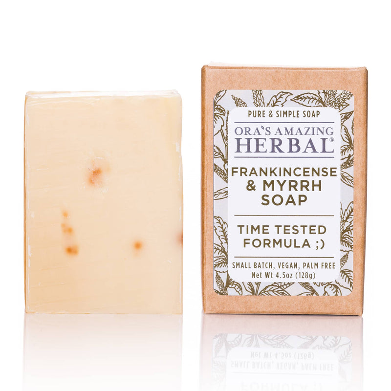 Frankincense and Myrrh Soap 4.5oz Bar Texture White Background