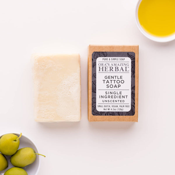 Gentle Tattoo Soap 4.5oz Bar Lifestyle Indoor Herbs Texture