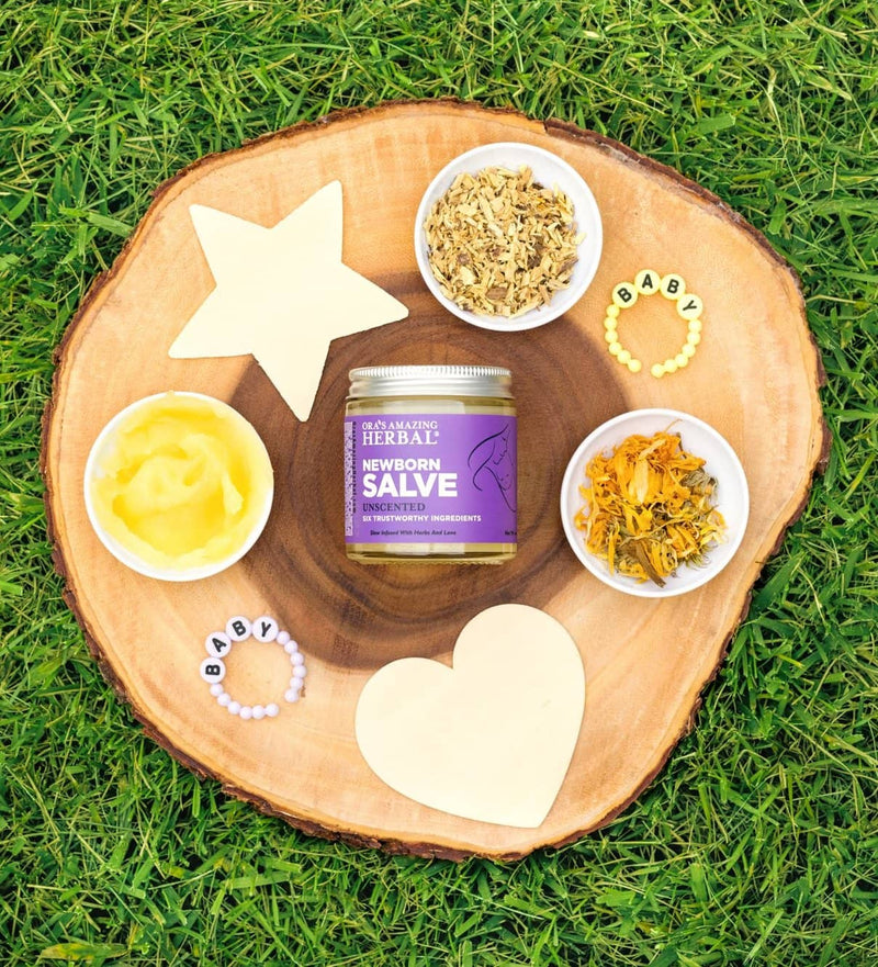 Baby and Mama Belly Care Set Travel Size Newborn Salve 4oz Jar Lifestyle Texture Outdoor