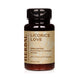 A bottle of Herbal Love Licorice Love Unscented Facial Mask & Cleanser Powder, featuring a dark amber-brown bottle, a beige label with botanical illustrations, and a black flip-top cap, set against a plain white background.