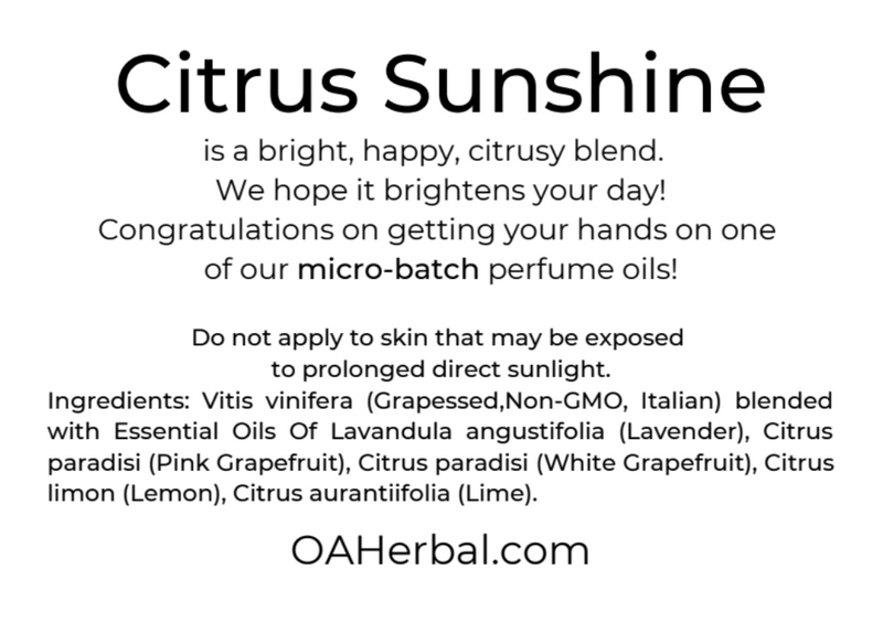 Perfume Oil, Citrus Sunshine