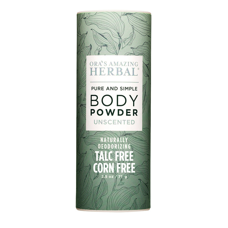 unscented body powder talc free corn free white background