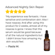 Advanced Nightly Skin Repair serum bottle with customer review on a white background