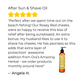 Product review for after sun and shave oil with a bottle image and star rating.