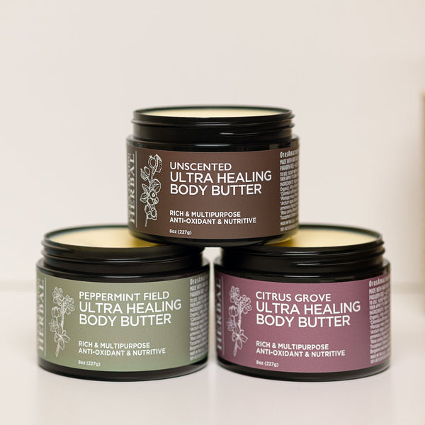 Body Butter Variety 3 Pack 8oz Lifestyle Indoor on Counter no Lids