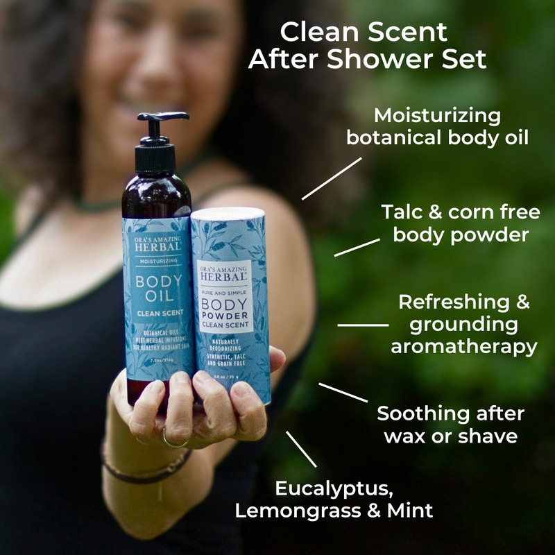 Clean Scent After Shower Set Lifestyle Outdoor Ora Benefits Infographic
