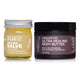 Coconut Free Salve and Butter Set Travel  Size Touchy Skin Salve 1oz and Unscented Body Butter White Background 