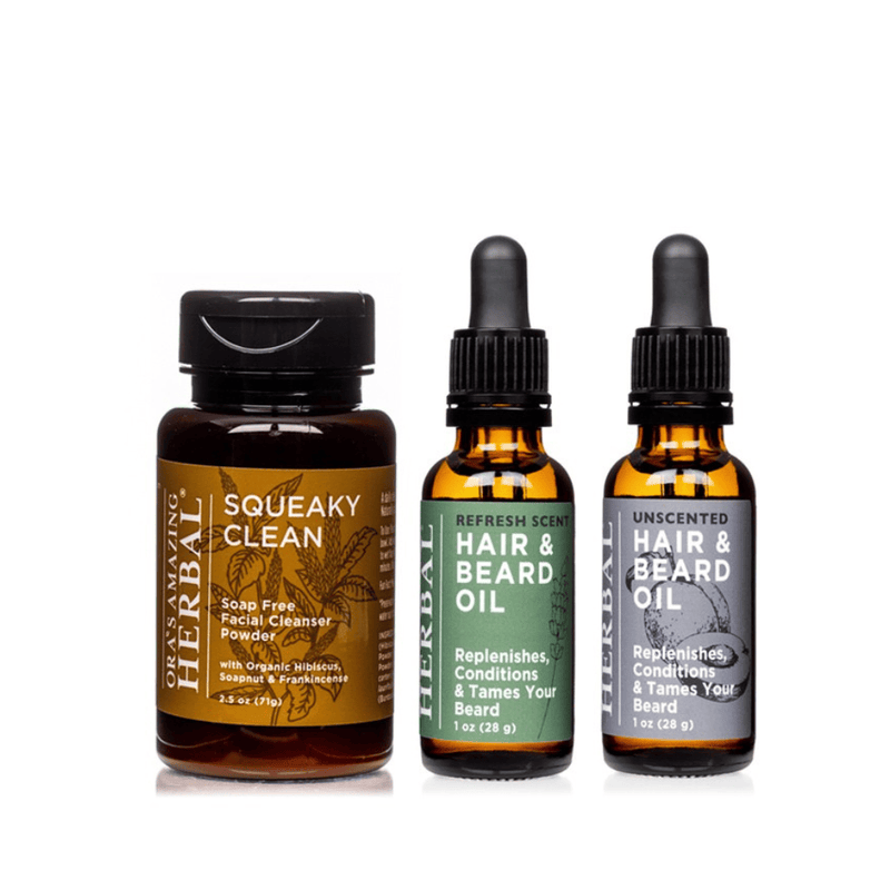 Face Care Set for Men With Beards White Background