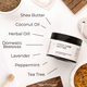 Foot Care Butter 8oz Lifestyle Indoor Herbs Ingredients Infographic