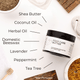 Foot Care Butter 8oz Lifestyle Indoor Herbs Ingredients Infographic