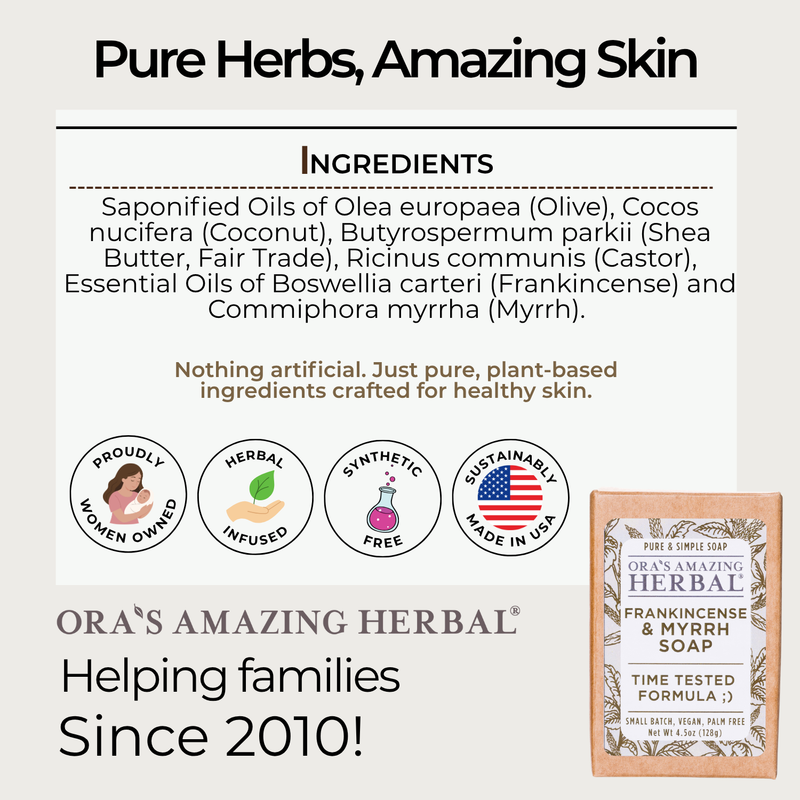 Frankincense and Myrrh Soap 4.5oz Informative Ingredient Tile