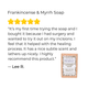 Review for Frankincense & Myrrh Soap with a five-star rating and customer testimonial.