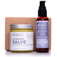 Lavender Love Set 4oz Lavender Salve and 2oz Blissful Earth Body Oil White Background with Box
