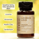 Licorice Love unscented facial mask & cleanser powder with ingredients listed on a yellow background.