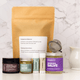 New Mama Gift Set with Tea Set Lifestyle on Bathroom Counter Back of Tea Bag Square