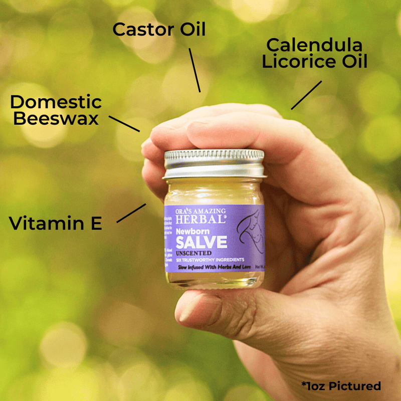 Newborn Salve 1oz Lifestyle Outdoor Ingredients Infographic