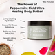 Peppermint Field Ultra Healing Body Butter 8oz Lifestyle Indoor Benefits Infographics
