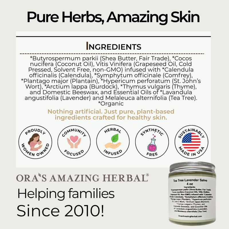 Tea Tree Lavender Salve 4oz Informative Ingredient Tile