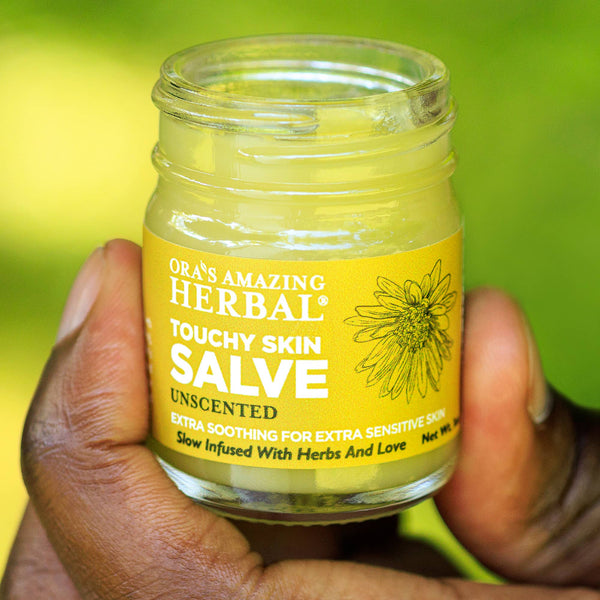 Touchy Skin Salve Eczema Cream 1oz Jar Lifestyle Outdoor Human Hand