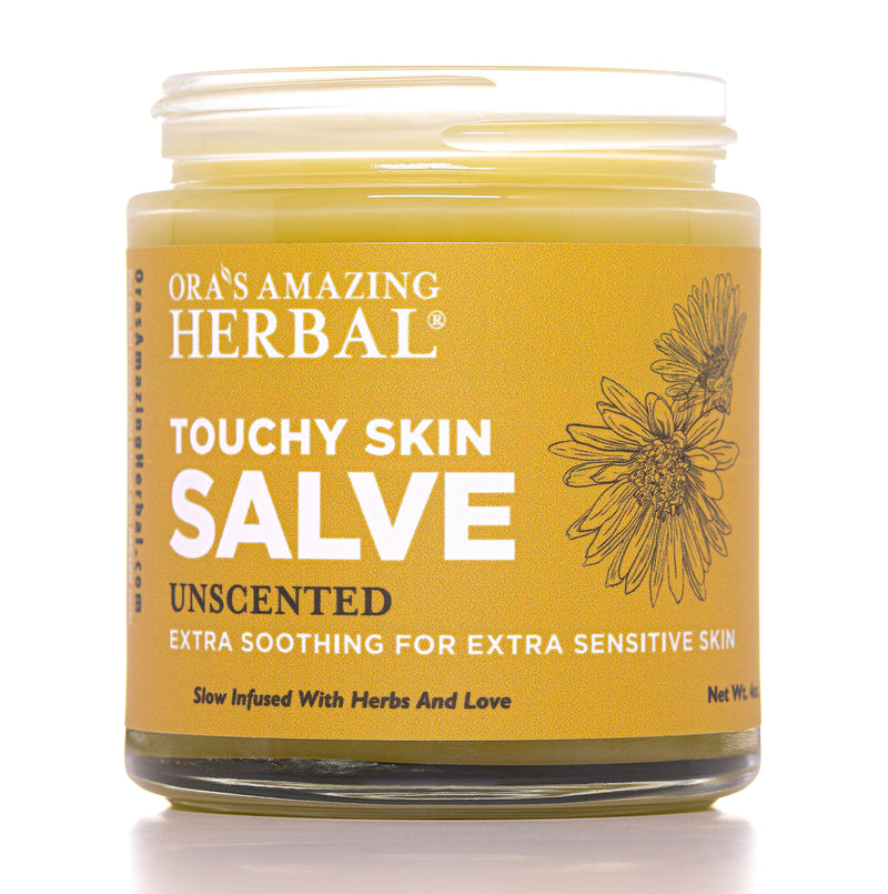 Touchy Skin Salve Eczema Cream White Background 4oz Jar