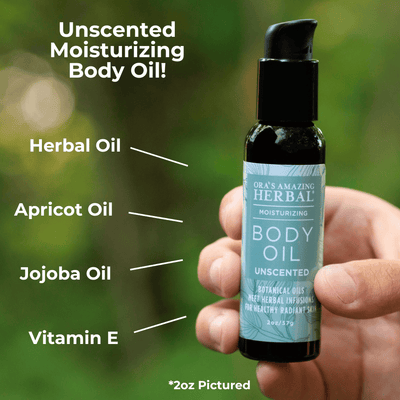 Unscented Body Oil 2oz Lifestyle Outdoor Ingredients Infographic