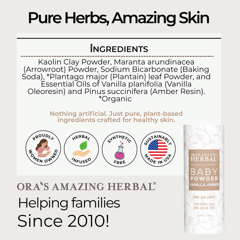 Vanilla Amber Baby Powder 2.5oz Informative Ingredient Tile