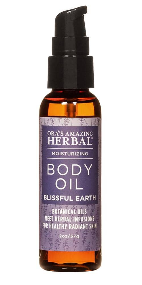 Blissful Earth Body Oil White Background 2oz Bottle