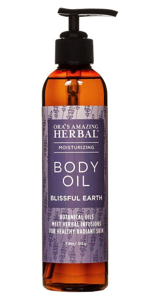 Blissful Earth Body Oil White Background 7.5oz Bottle