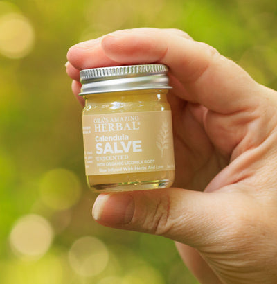 Calendula Cream Salve 1oz Jar Lifestyle Outdoor Human Hand