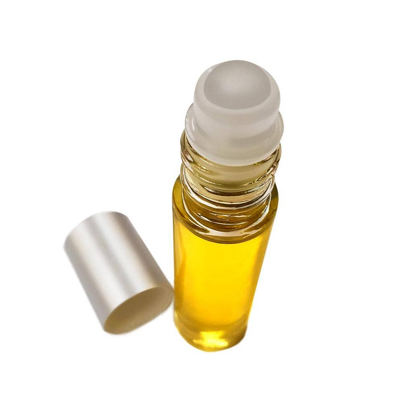 Citrus Sunshine Perfume Oil with Cap off White Background 0.3oz Roller