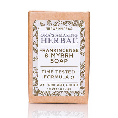 Frankincense and Myrrh Soap 4.5oz Bar Front Label White Background