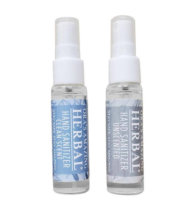 Hand Sanitizer Clean and Unscented White Background 0.33oz Spray Bottles