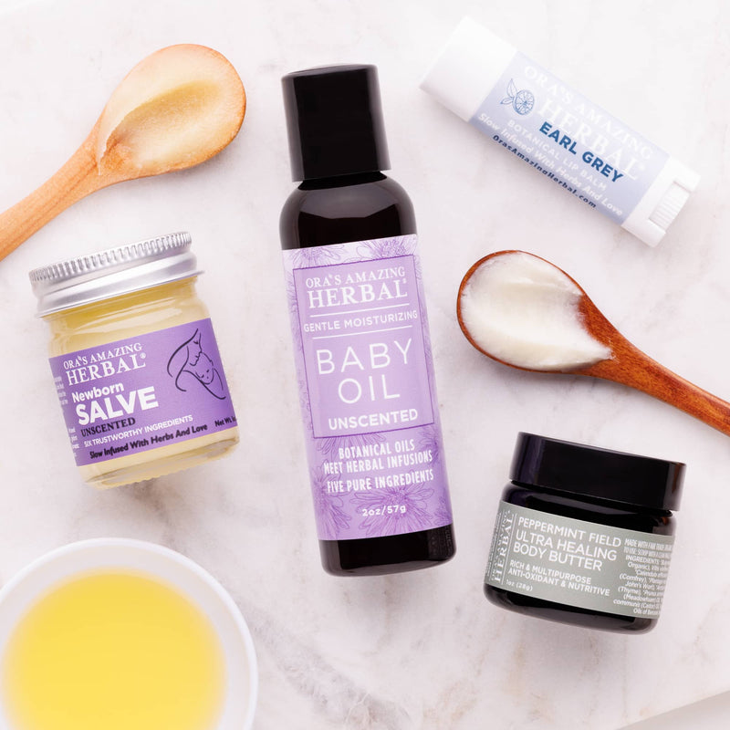 New Mom and Baby Natural Skincare Set Lifestyle Indoor Texture