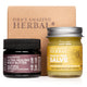 Photo of the eczema cream salve and butter unscented eczema care set on a white background with the box behind