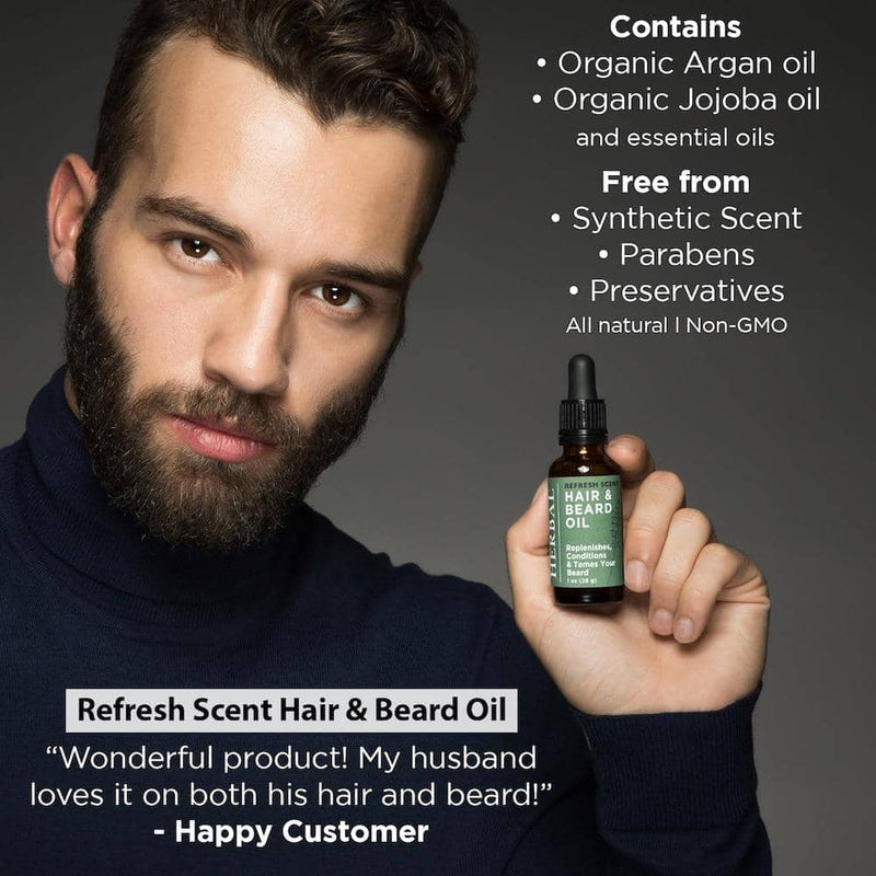 Hair and Beard Oil Set Refresh Hair and Beard Oil 1oz Bottle Infographic