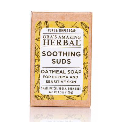 Soothing Suds Oatmeal Soap 4.5oz Bar Front White Background