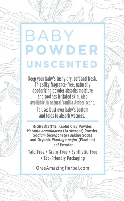 Unscented Baby Powder Ingredients Back Label