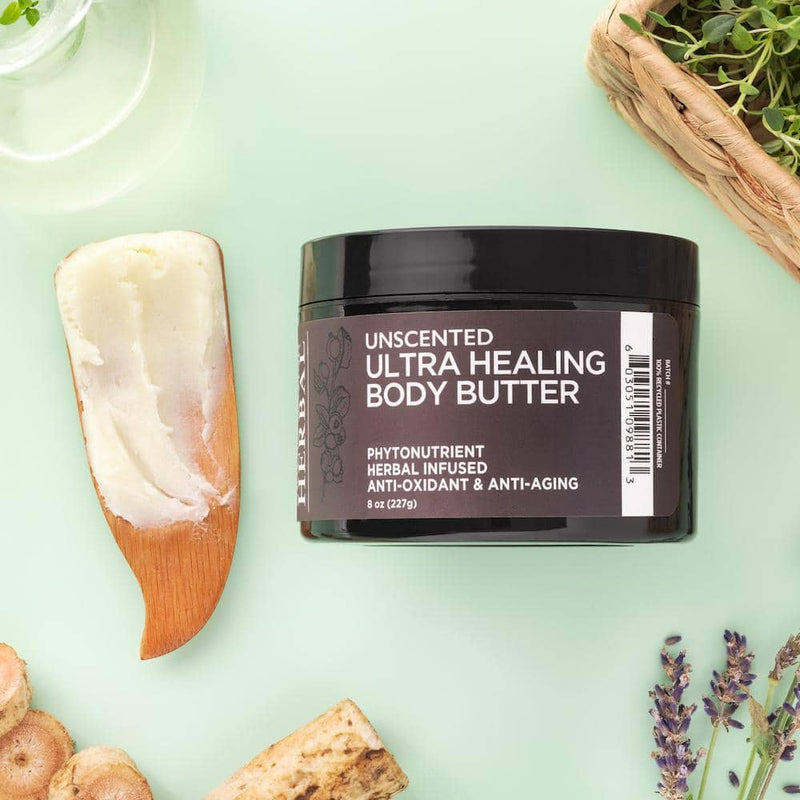 Natural Moisturizer Variety Set Unscented Body Butter 8oz Jar Lifestyle Indoor Texture