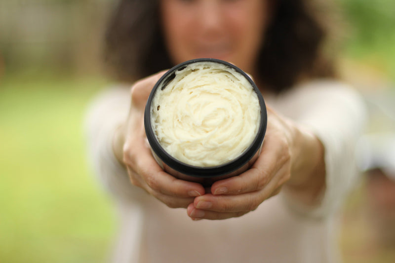 Unscented Body Butter 8oz Lifestyle Outdoor Texture