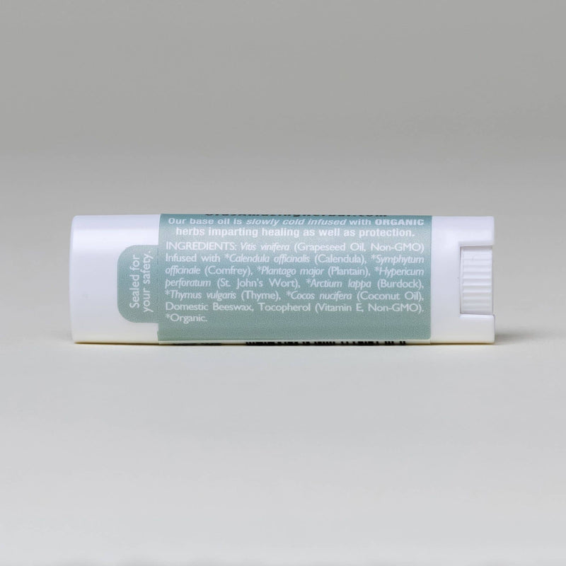 Unscented Lip Balm White Background with Shadows Ingredients Back Label