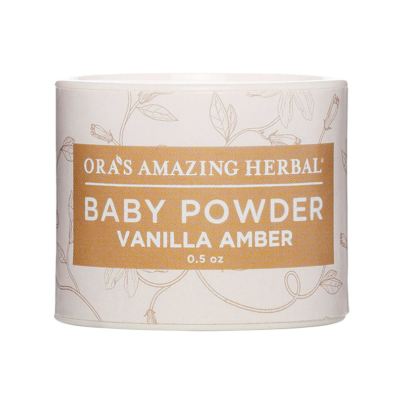 Natural Baby Care for New Baby Gift Set Vanilla Amber Baby Powder 0.5oz White Background
